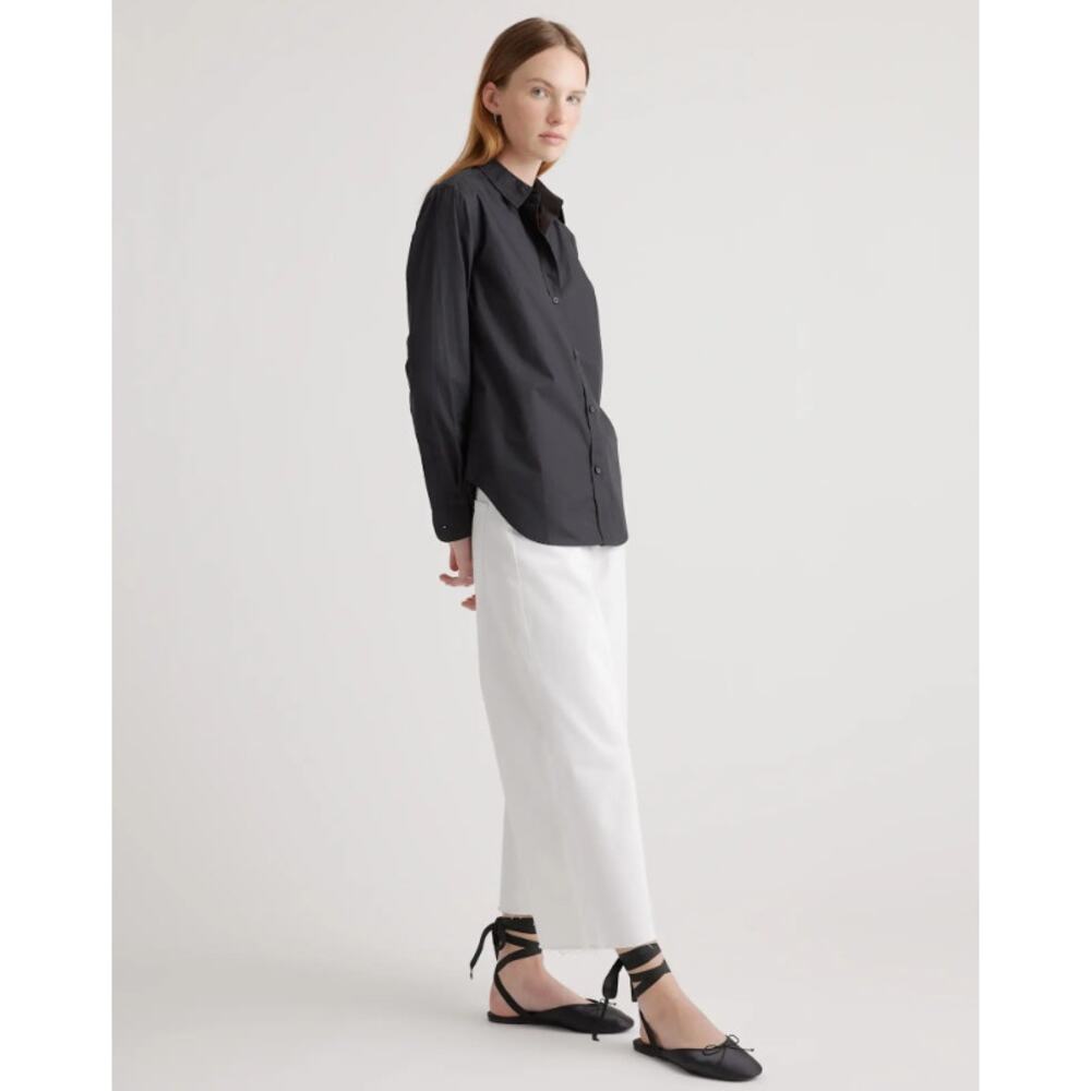 Quince Black 100% Organic Cotton Poplin Button-Up Shirt Women’s Medium NWT - Picture 4 of 10